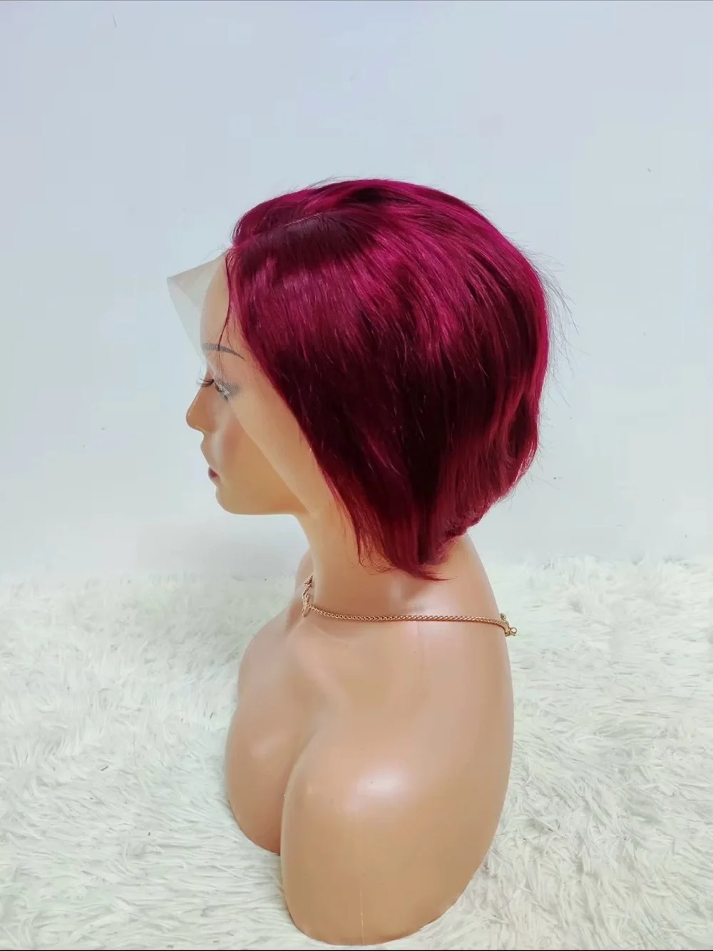 13x4 full lace pixie 180% density 99j Short Burgundy  100% Human Hair